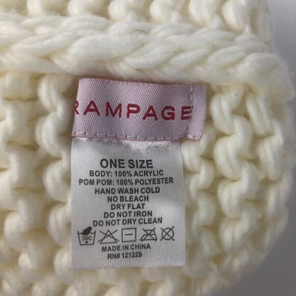 Rampage Women's Beige Knit Pom Beanie Hat - Picture 4 of 4